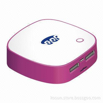 Portable Power Bank, 6,000mA Polymer Battery Capacity